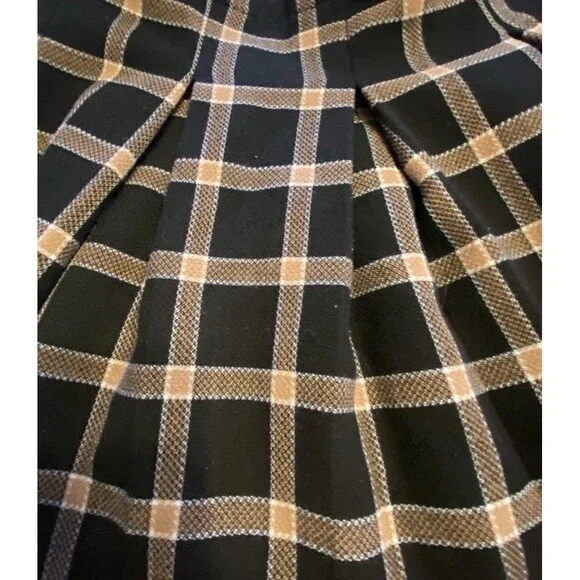 Mini Black Beige Large Plaid Skirt Lined Y2K 90s Vintage Clueless Preppy Student - Picture 9 of 13